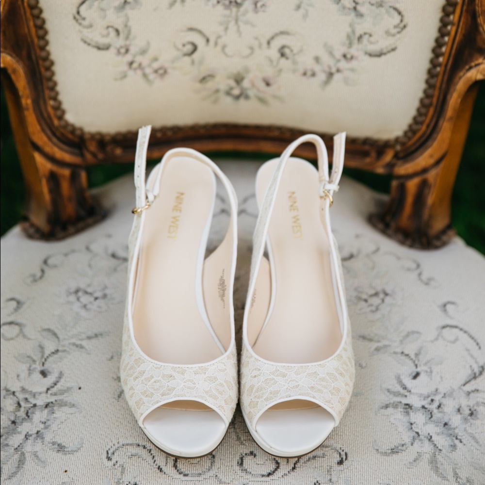 Nine West Lace Peep Toe Wedding Pumps